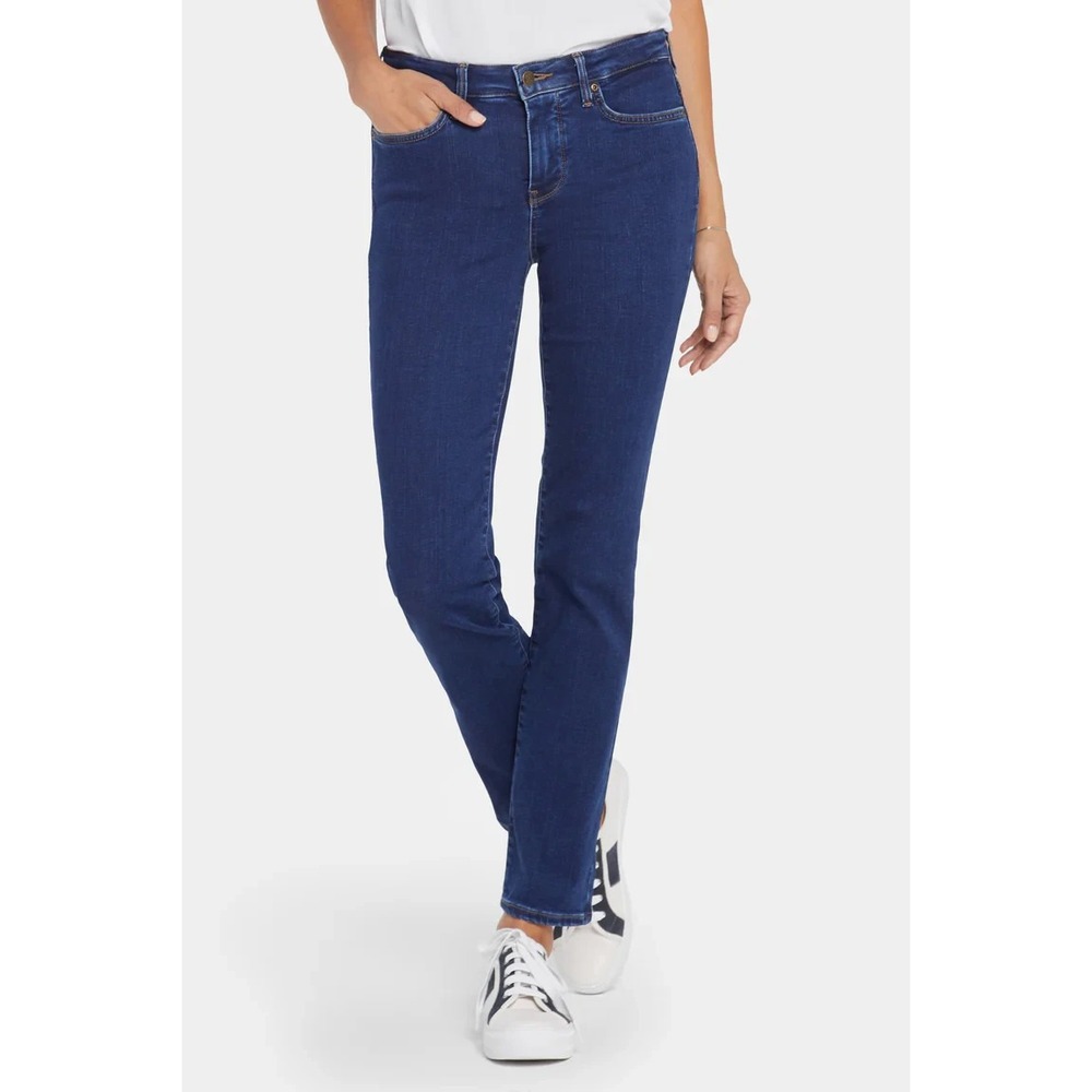 NYDJ Sheri Slim Jeans Womens 8 Lift xTuck Technology‎ Stretchy Dark Blue Wash